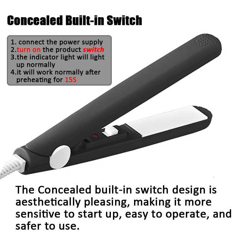 Electric Ceramic Mini Hair Straightener Unisex Portable Flat Iron Wet/Dry Straightening Curling Irons Black FastHeat Hair Curler W250814