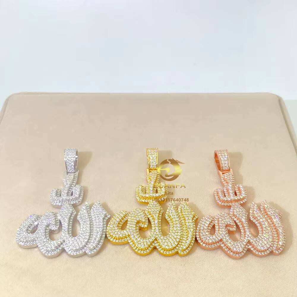 Hip Hop Hot Selling Fire Pendant Custom Ice 925 Sterling Silver Genuine Moissanite Sterling Silver Pendant