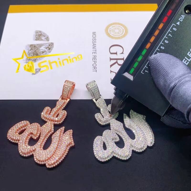 Iced Out Moissanite Hip Hop Jewelry Sterling Silver 925 Pass Diamond Tester Full Diamond Moissanite Pendant for Men