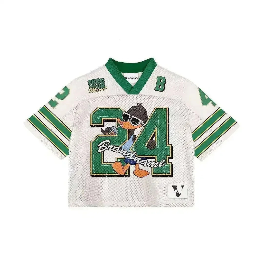 2025 Y2K American T-shirt Harajuku Hip Hop Fashion Streetwear Vintage Casual Breathable Splicing Short Sleeve 250813