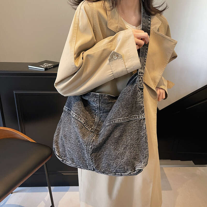 New Niche Denim Crossbody Bag for Women, Fashionable Patchwork Shoulder Bags Designer Women Bag, Artistic Student Large Capacity Backpack