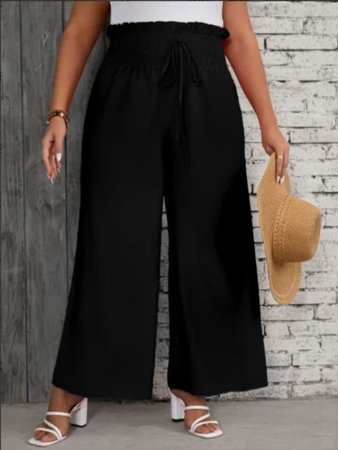 Plus Size 1XL5XL Women Fashion Bohemian Ethnic Print Pants with Elastic Waist Loose Long Trousers Ladies Comfort Wide Leg 250808