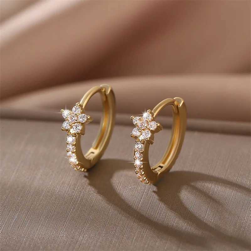 Fashion Stainless Steel Zircon Star Hoops Earrings For Women Vintage Crystal Zirconia Circle Earrings Punk Unisex Rock Jewelry XJ250814