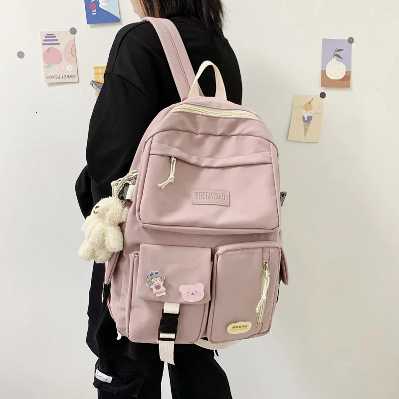 Girl Backpack Student School Backpacks for Teens Woman Kawaii School Bag Female Korean Harajuku Bookbag 250813