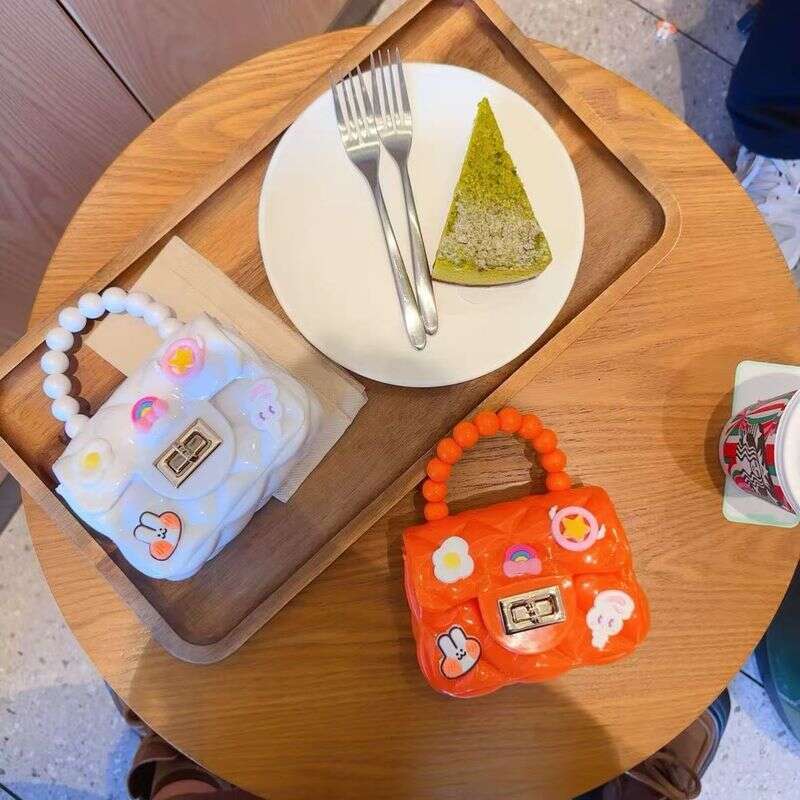 Children's Cute Cartoon Jelly Girls Silicone Coin Purse Messenger Bag Little Girl Mini Pearl Handbag