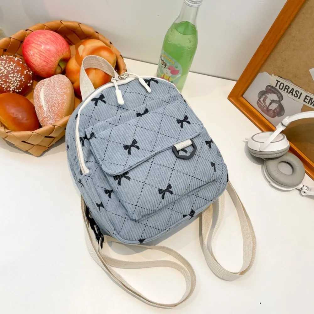 New Mini Backpack Bowknot Printed Sweet Storage Bag Corduroy Korean Version Cosmetic Bag for Women XJ250814