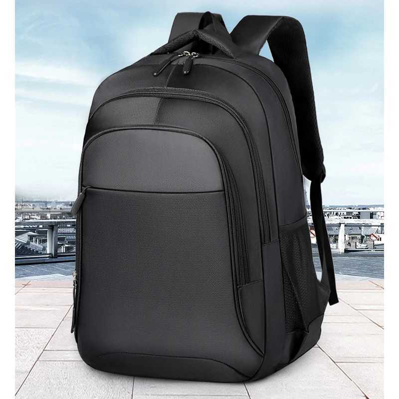 Large-capacity backpack - laptop backpack with padded shoulder straps and side pockets - black backpack XJ250814