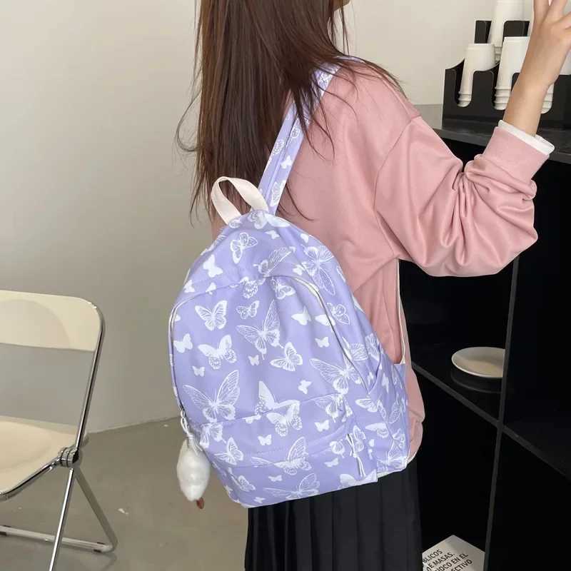 Fashion Butterfly Pattern Korean Women Backpack Student Backpack for School Book Storage and Travel Organizer backpack with screenXJ250814
