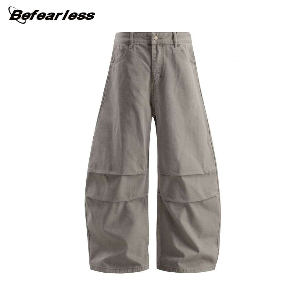 American Style Assut Color Block Scimitar Jeans Trendy Loose Wide-Leg Cargo Casual Pants B5