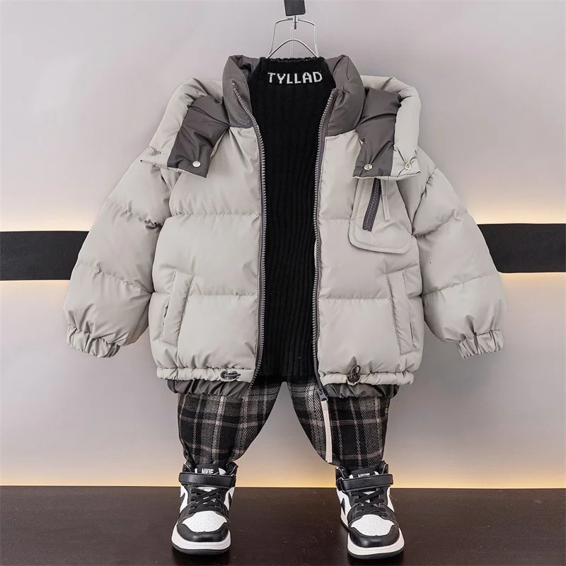 Children Hooded Down Coats Boys Thicken Winter Warm Jacket Teenager Windproof Outerwear Kids Fashion Clothing 4-14Y 250813