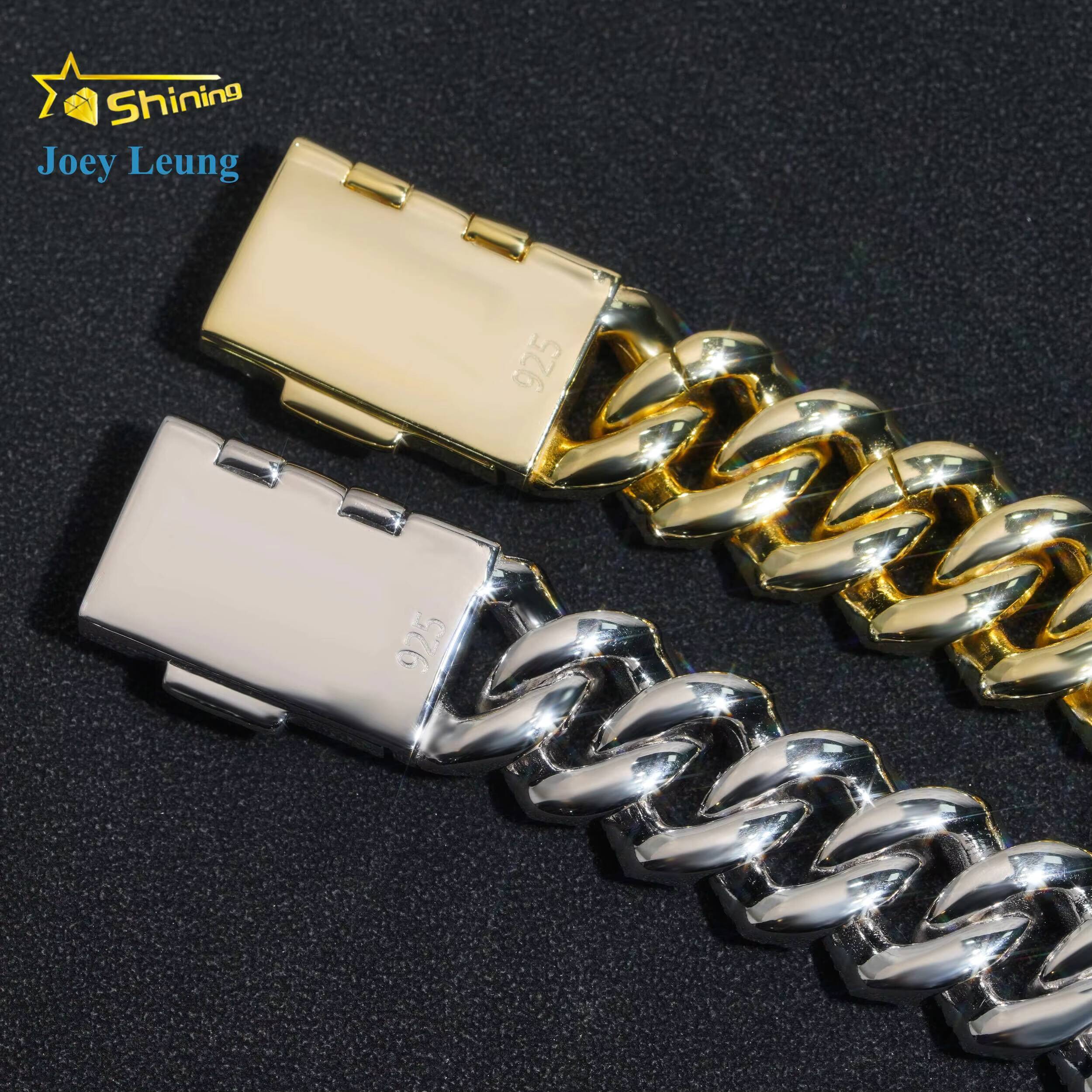 Iced Out Sterling Sier VVS Moissanite Dia Rapper Jewelry for Men 16MM Three Rows Hip Hop Cuban Link Bracelet