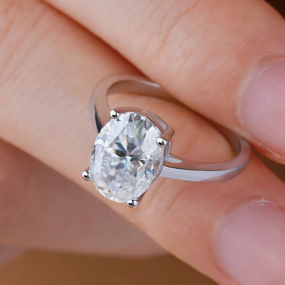 NKHOG 1-4CT Oval Cut Moissanite Rings For Women 100% S925 Silver Wedding Gift Diamond Band 18K Plated Fine Jewelry GRA Certified