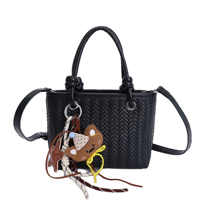 Chic Woven Tote Handbag with Adorable Charm - Durable Material, Roomy Interior, Ideal for Fashion - Forward Women's Daily & Beach Outings