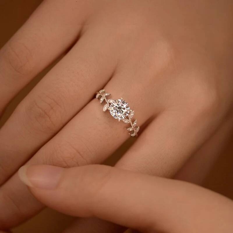 NKHOG Real S925 Silver 1ct Moissanite Ring Women Pass Diamond Test Plated 18K White Gold Band Engagement Wedding Rings Jewelry