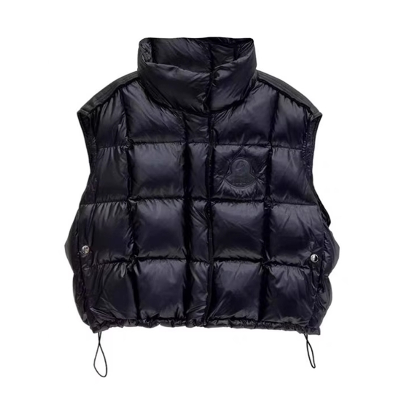 Bright down cotton vest for women, loose stand up collar vest, winter outerwear