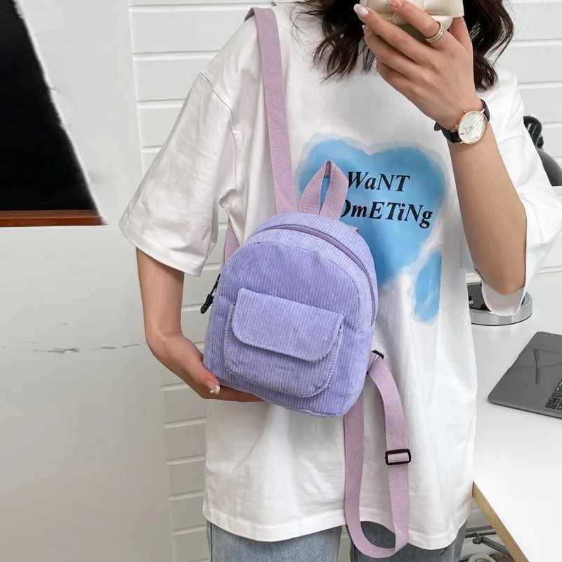 Women Fashion Mini Backpack Versatile Corduroy Backpack Casual Student Girls Bookbag Retro Travel Backpack Aesthetic Purse XJ250814