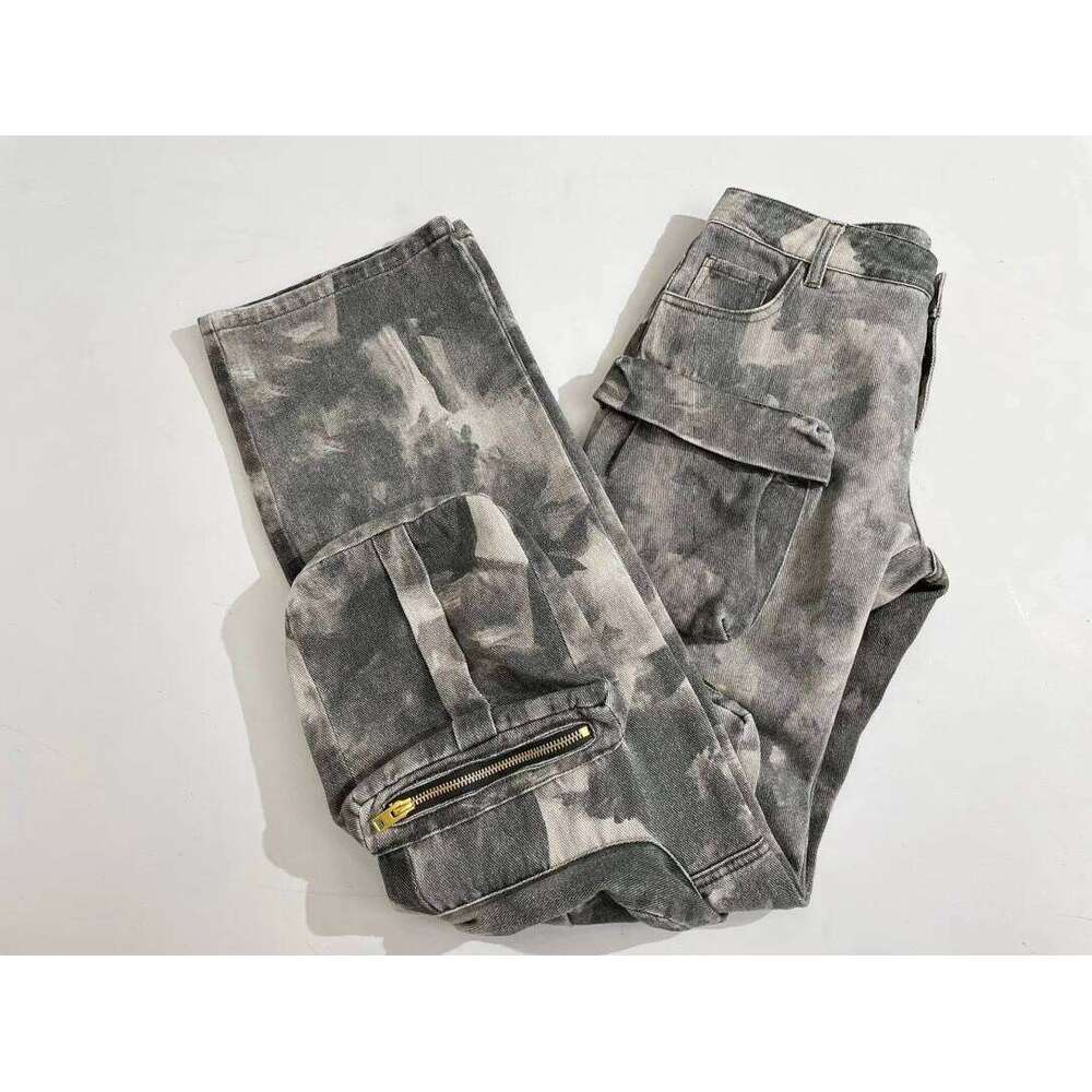 Street trend design sense 2024 new camouflage multi pocket workwear loose spicy girl casual pants
