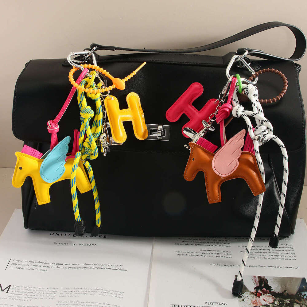 Bag Charms Designer Little Pegasus Airplane charm Letter Keychain Bag Leather Pendant Decoration