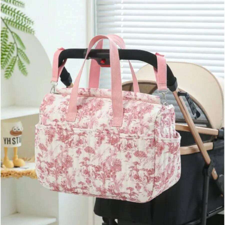 High Quality Large Capacity PrintingSimple Mommy Multi-Functional Storage Soft Tote Bag For Travel And Stroller Use