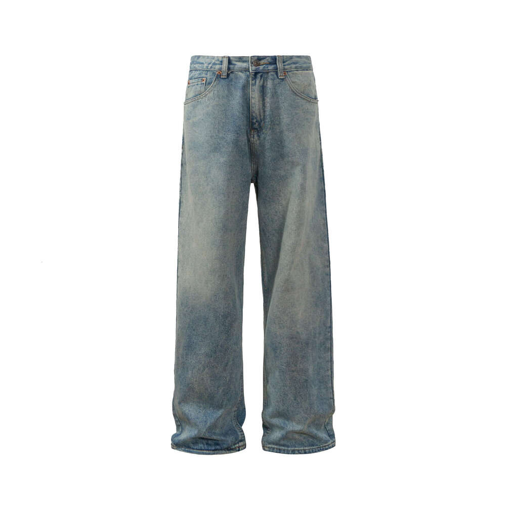 American Washed Jeans Unisex Loose Wide-Leg Pants Trendy Brand B5