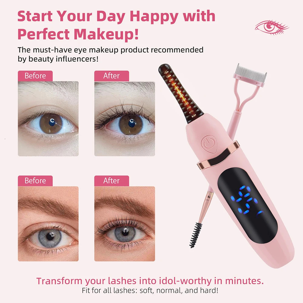 Electric Eyelash Curler Long-lasting Curling Heating Eyelash Curling Brush Ironing Eyelash Comb Eyelash Styling Makeup Tool 250813