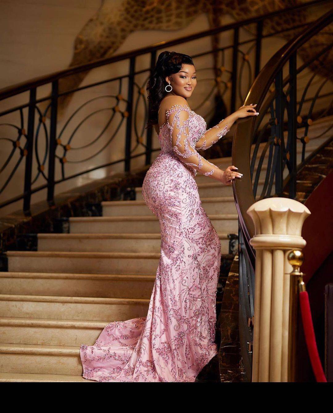 Exquisite Customized Mermaid Evening Dresses Long Sleeve Lace Appliques Prom Gowns Sequins Beadeds Plus Size Dresses