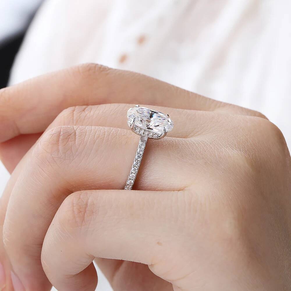 NKHOG 4.5CT Oval Moissanite Rings Women 925 Sterling Silver Engagement Wedding Diamond Band Fine Jewelry GRA Certified Wholesale