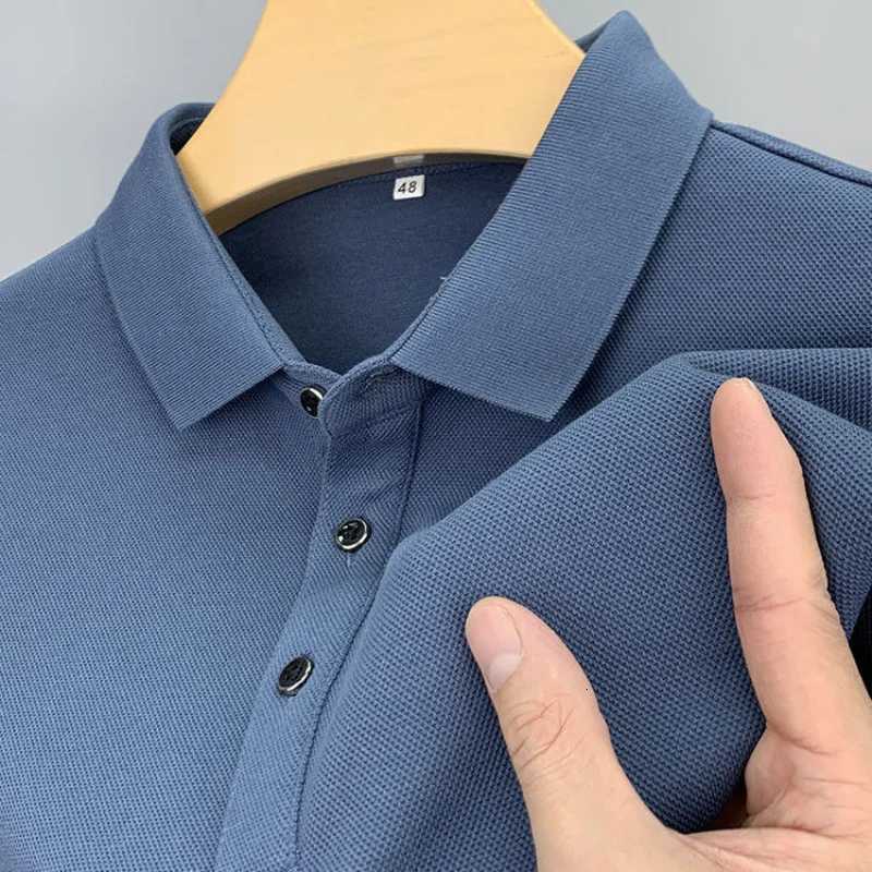 Summer Short Sleeve Polo Shirt Men Loose Design Sense Fashion Trend Solid Buttons Patchwork Business Casual Versatile Lapel Top XJ250804