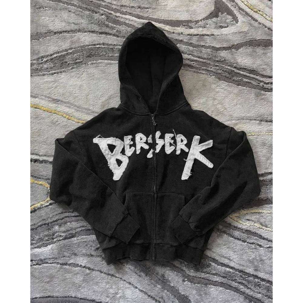 American Style Retro Letter Embroidery Pattern Oversized Hoodie Men's Y2k Street Hip-Hop Haruku Loose Long Sleeved Sweatshirt