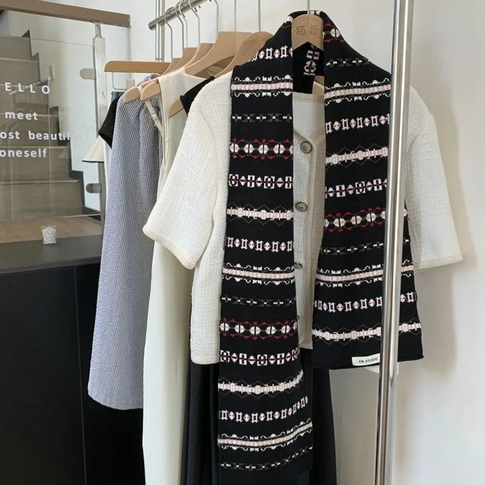 Simple Icelandic Style Island Style Jacquard Scarf Cashmere Printed Knitted Scarves Warm Korean Style Scarves Wool Shawl Girl 250808
