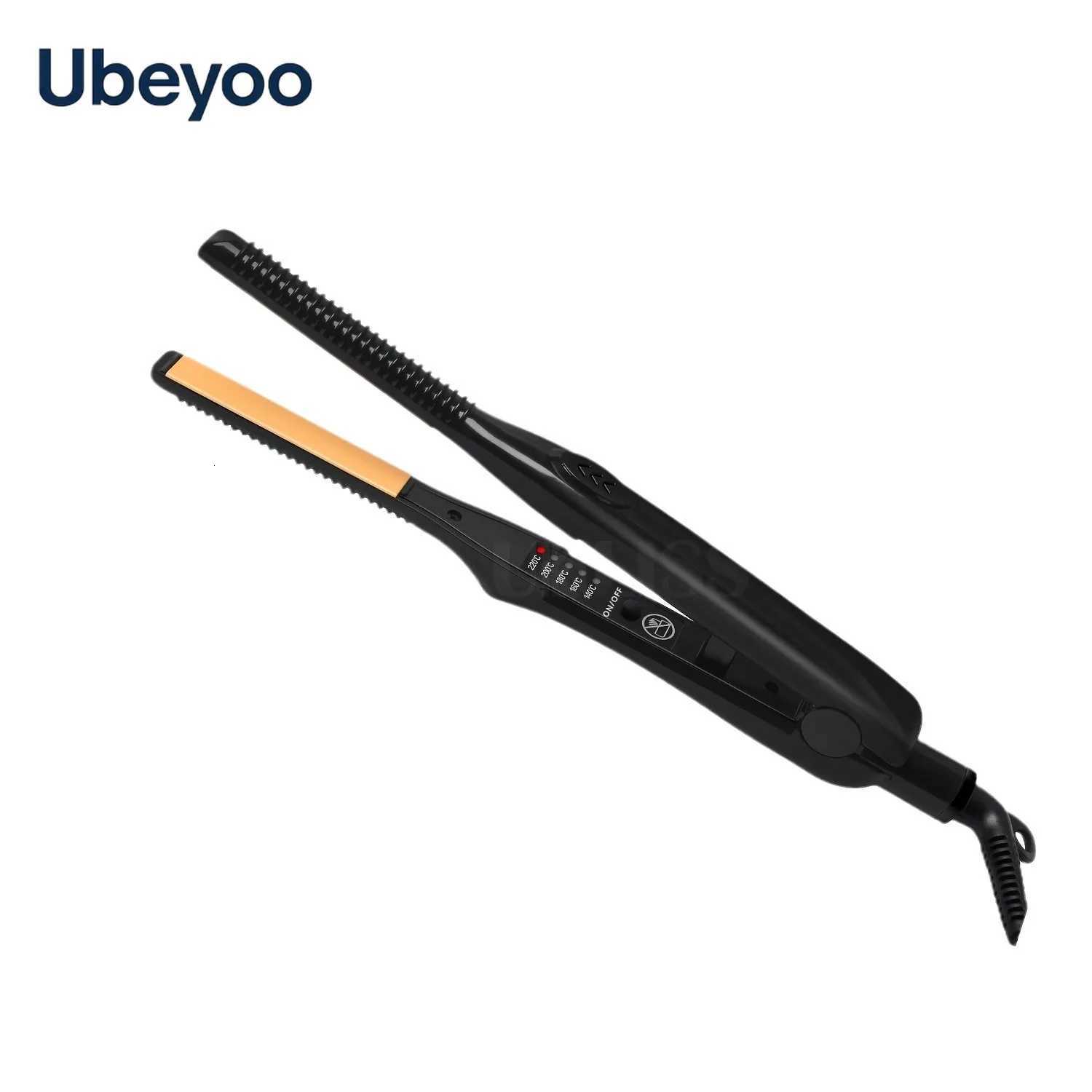 Ubeyoo Portable Mini Ceramic Hair Straightener and Curler Ionic 2-in-1 Flat Iron Safe Styling with No Hair Damage W250814