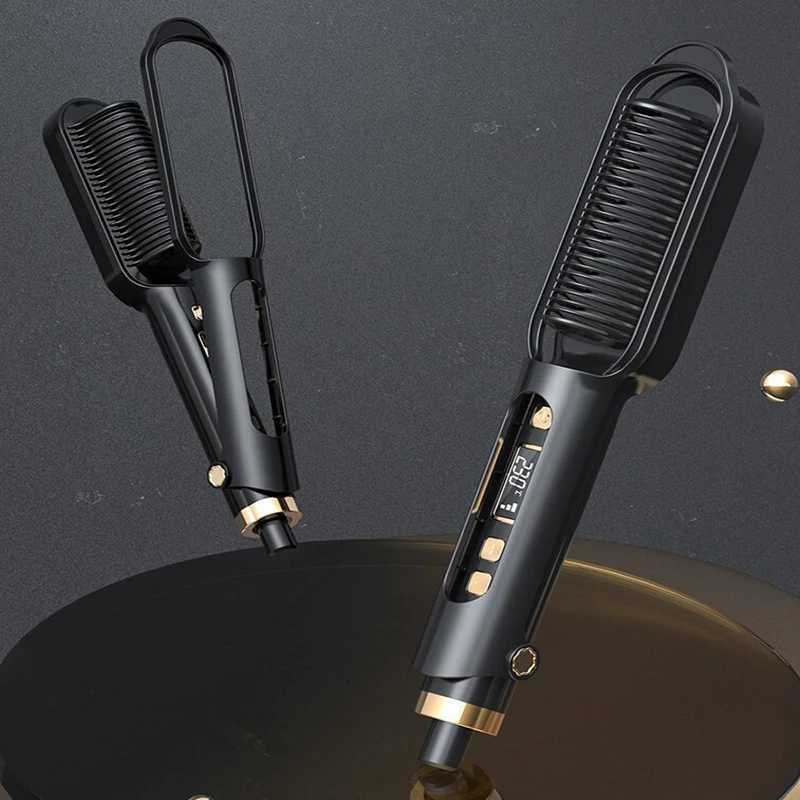 Professional Negative Ion Hot Comb Hair Straightener Brush Fast Heating LCD Ceramic Salon Hair Straightener Comb W250814