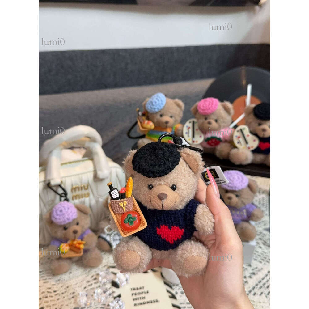 Cartoon Dressing T-shirt Little Brown Plush Teddy Bear Backpack Pendant Keychain Doll Car Hanging Decoration