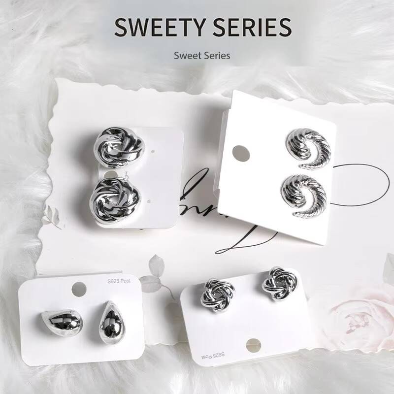 Cross-border Women's High-end Feel Sier Needle Exaggerated Creative Multi-layer Thin Hoop Earrings