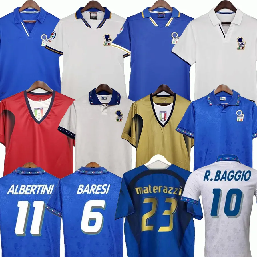 Retro Italy soccer Jersey 1982 90 96 98 2000 HOME FOOTBALL 1994 Maldini Baggio Schillaci Totti Del Piero 2006 Pirlo Inzaghi buffon retrio football shirt