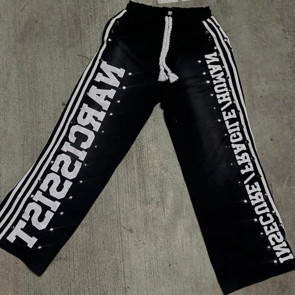 Streetwear Y2k Mens Two Piece Hip Hop Letter Patchwork Oversized Tshirt Retro Striped Sweatpants Baggy Casual Sportswear Clothes 250813