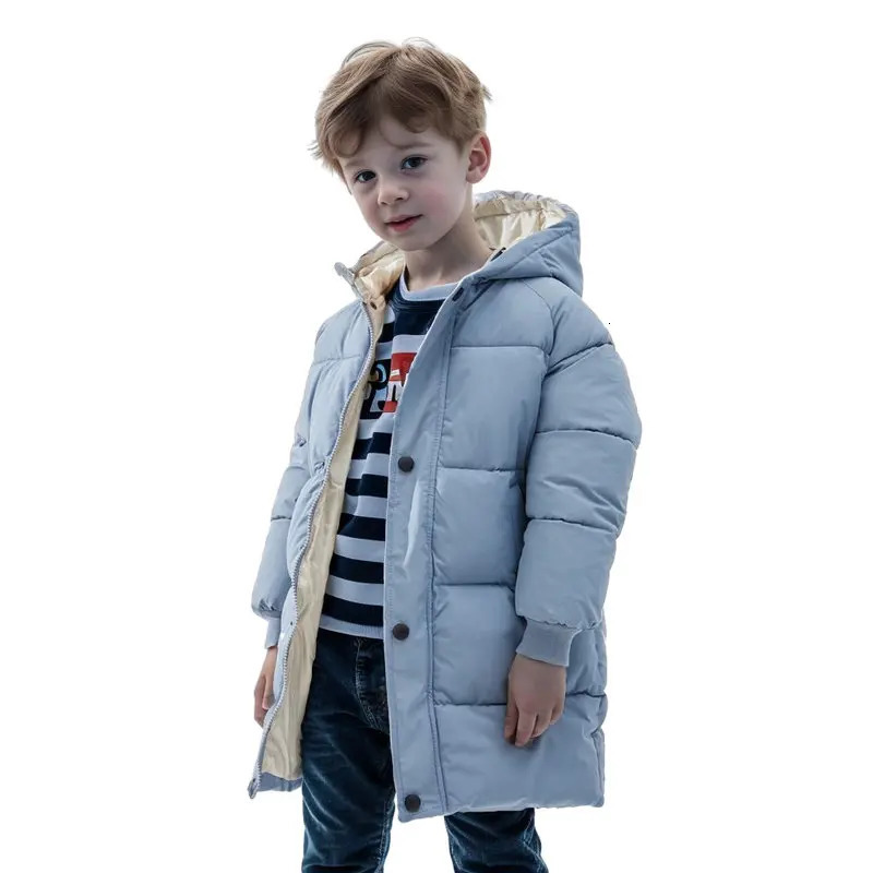 1-12Y Winter Kids Down Waterproof Jacket Boys Girls Solid Warm Parka Coat Cold Protection Hooded Cotton Windbreaker Outerwear 250813