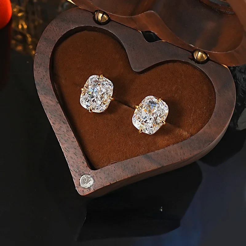 8*10mm High Carbon Diamond 100% Real 925 Sterling Silver Earring for Women Bridal Engagement Jewelry Gift 250812