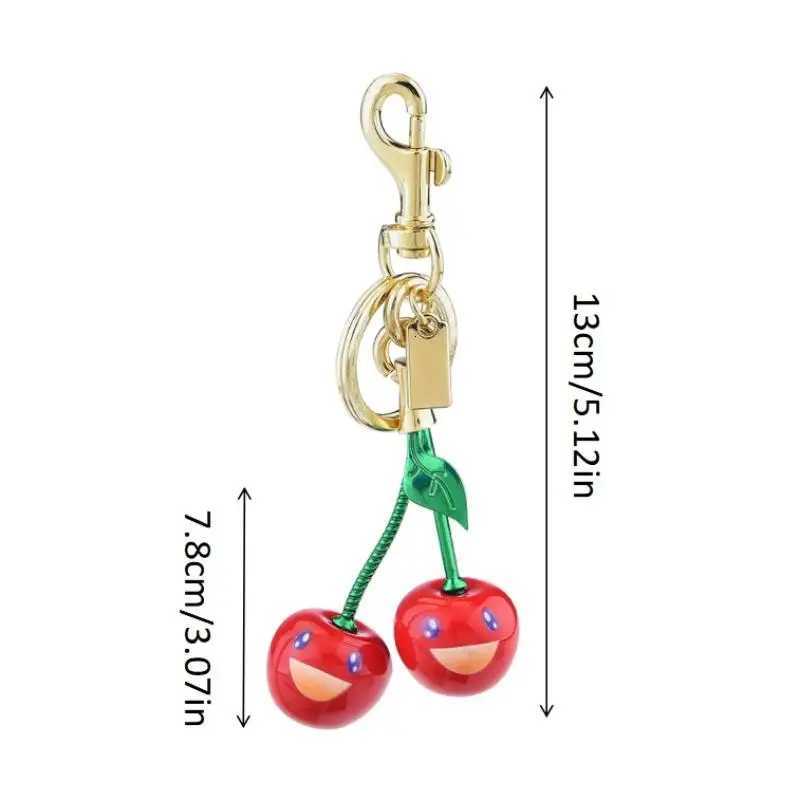 Fashion Smile Cherry Bag Charm Lock Keychain Cherry Resin Pendant Fruit Keychain Womens Bag Charms Y250814