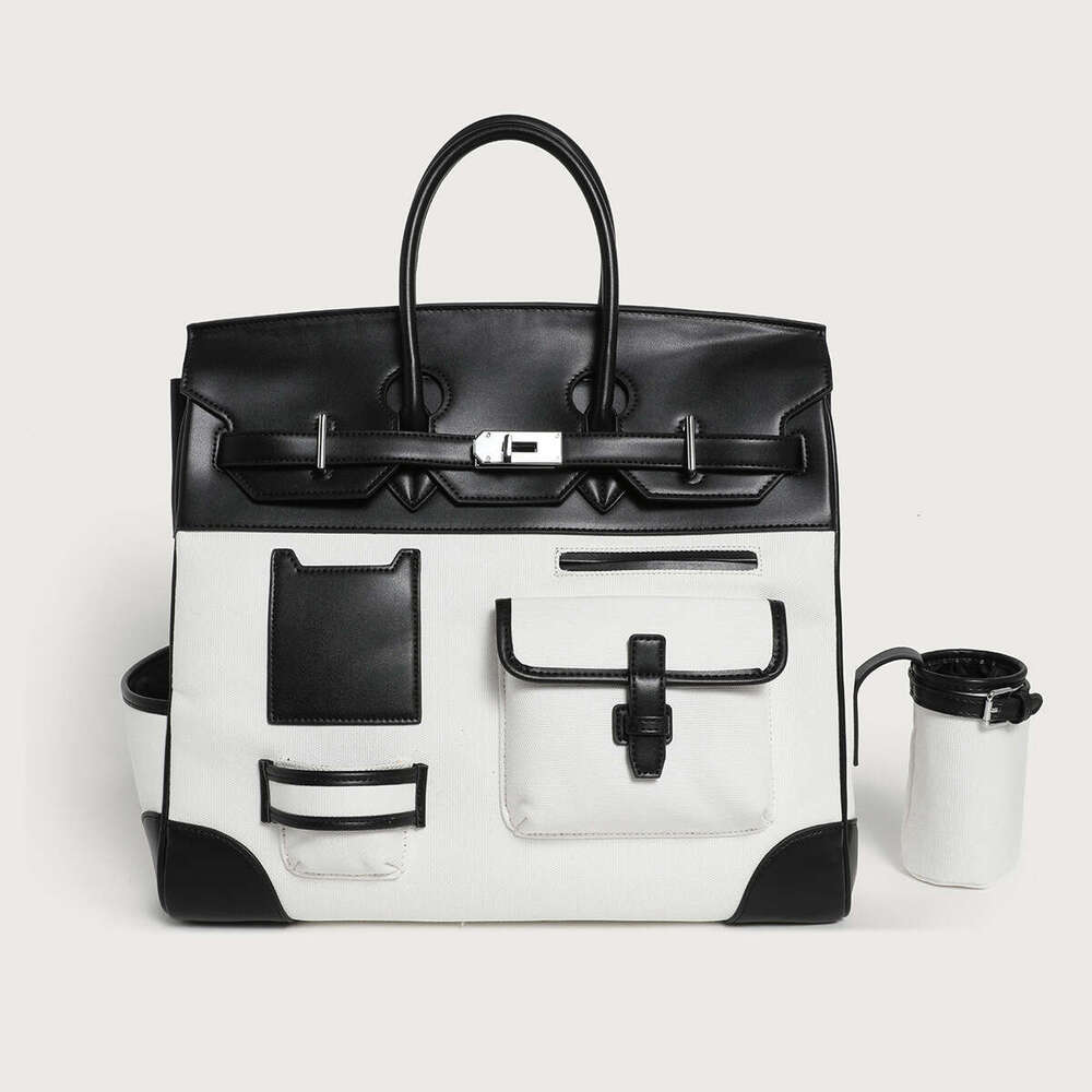 2025 New Season Color-Block Canvas Tote Extra Large Casual Travel Single Shoulder Crossbody Women's Bag