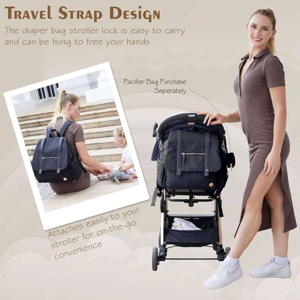 New Bags Mother Waterproof Large Capacity Solid Polyester Diaper Backpacks Travel Bag for Newborn Baby