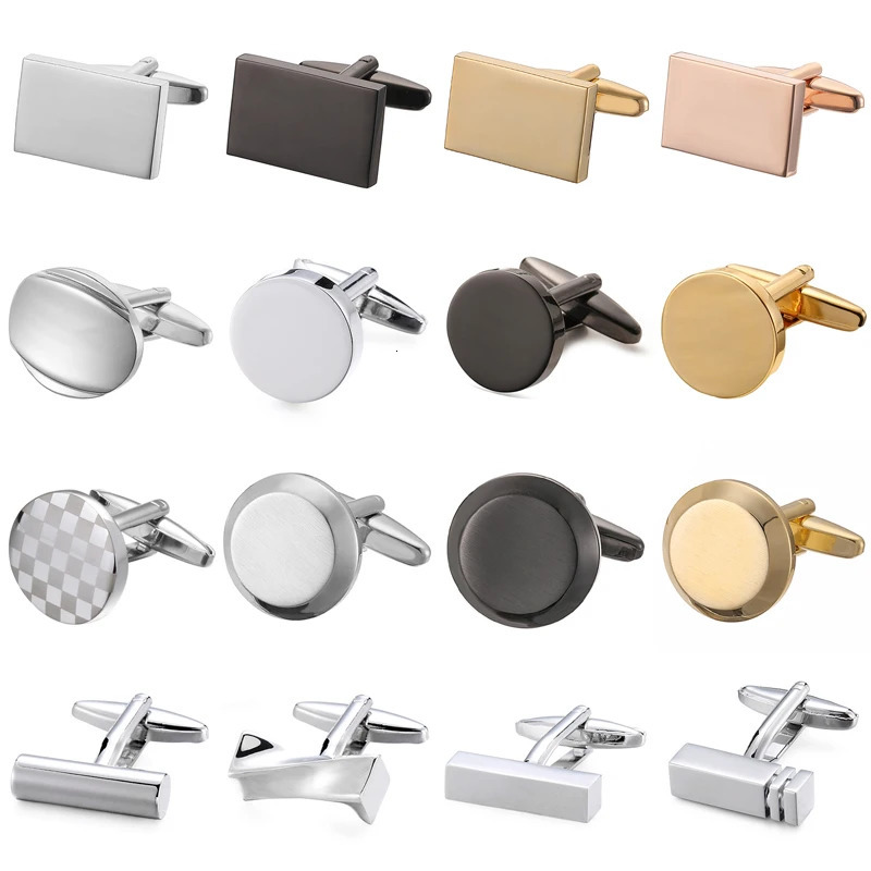 High quality mens French shirt cufflinks classic laser metal round square cuffs buttons wedding suit accessories jewelry gifts 250812