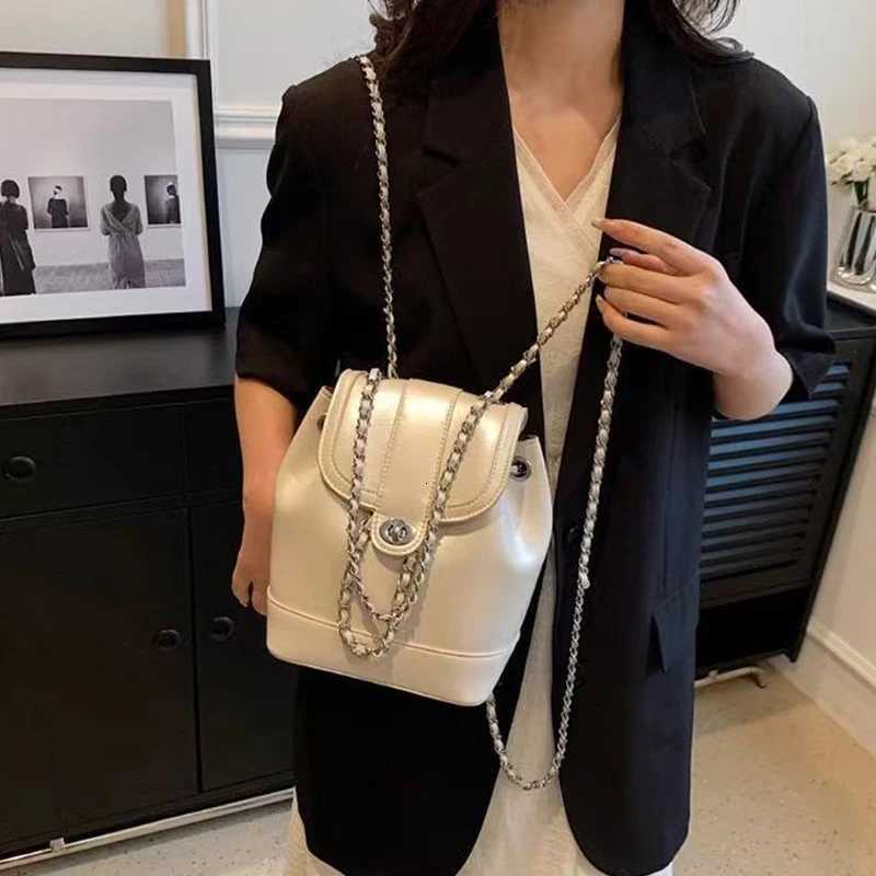 Womens Fashionable Simple Chain Backpack Small and Convenient Backpack Versatile Commuter Handbag XJ250814