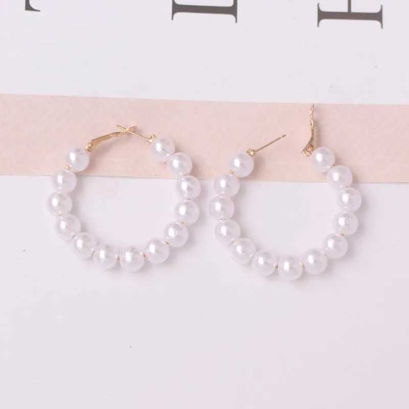 100% Pearl Hoop Earrings for Women Elegant Korean Fashion Girls Ear Accessories White Color Pearl Earrings Wedding Jewelry XJ250814