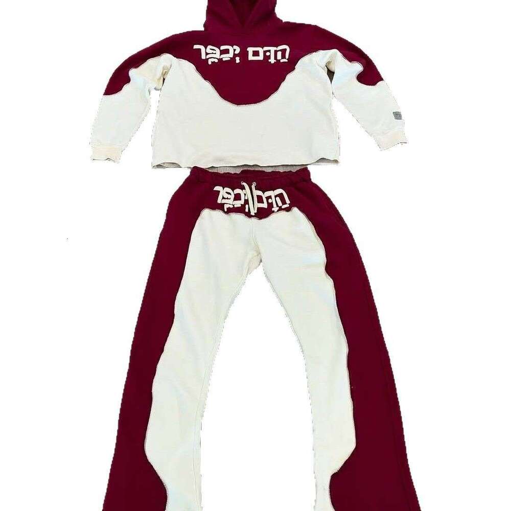 Y2k New Letter Print Patchwork Fashion Street Style Hoodie Set Hooded Sweatshirt Sweatpants