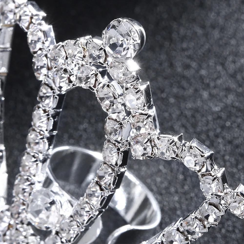 Crystal Crown Ring Adjustable for Women Princess Queen Large Rhinestone Rings Party Wedding Finger Jewelry Accessories 250811