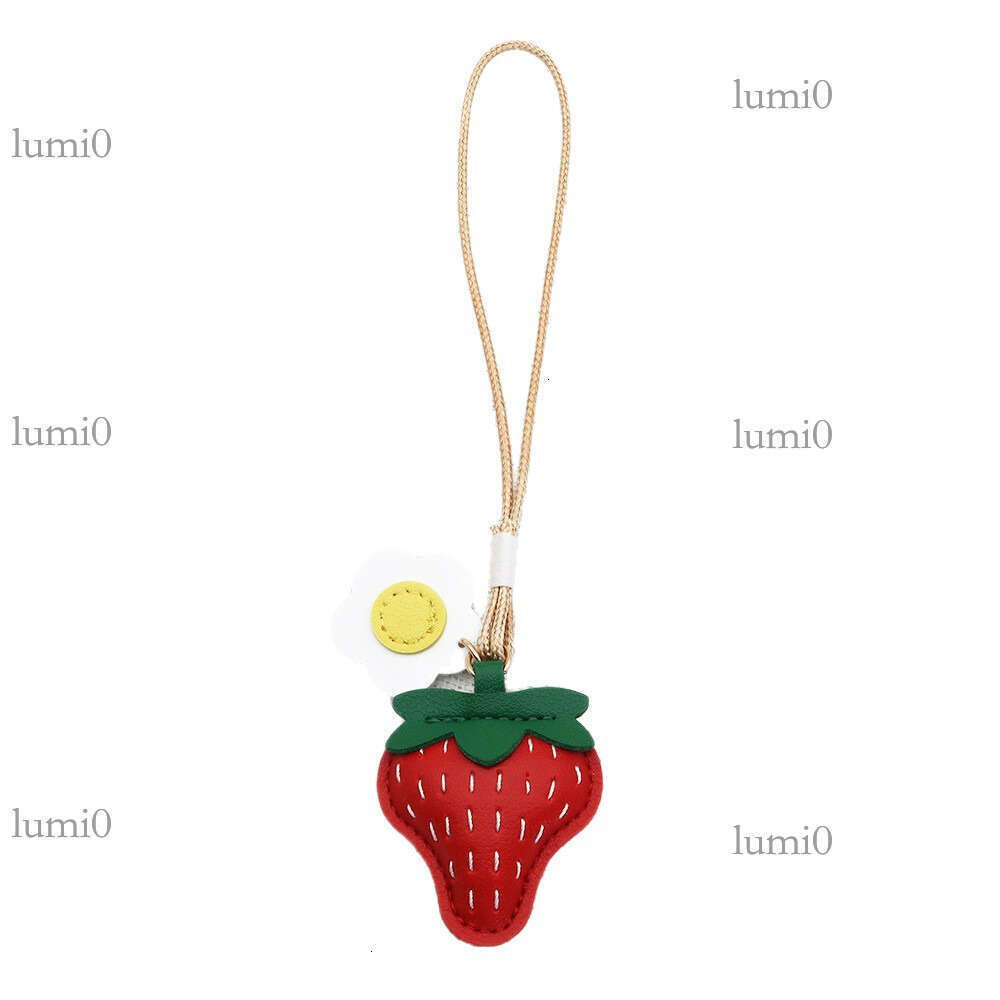 New Cute Ins Strawberry Bag Hand-sewn Leather Exquisite Berry Worry Fun Hanging Ornament Small Pendant