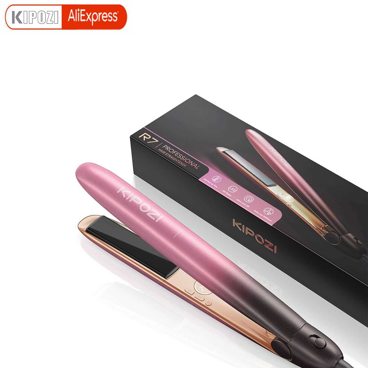 KIPOZI R7 Rose Gold Luxury Hair Straightener Curling Iron Titanium Flat Iron for Different Hair Styles Salon Hair Styling Tool W250814