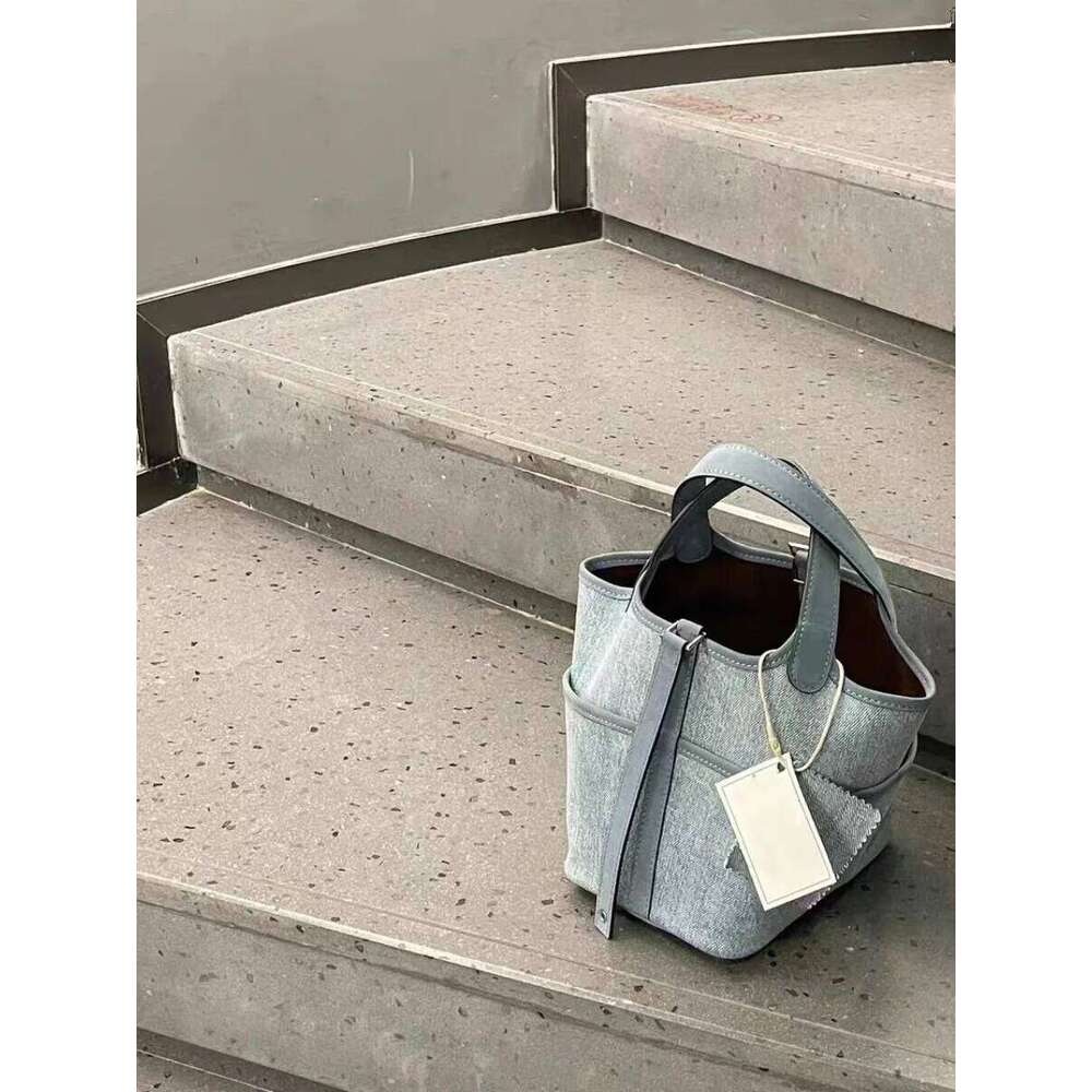 Denim Handbag Women Summer New Work Commuting Spliced Bucket Fashion Versatile Simple Tote Female Shopping Bag