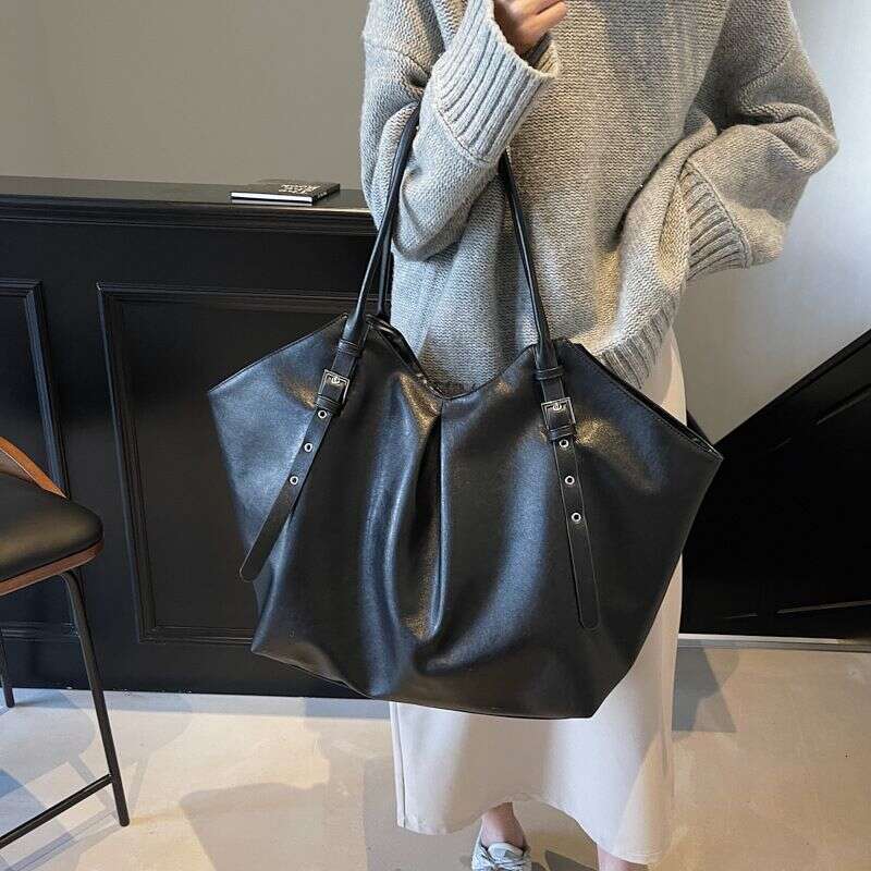 Bags Large Capacity Pleated Tote Women's New Simple Casual Retro Handbag Fashion Underarm Shoulder Bag